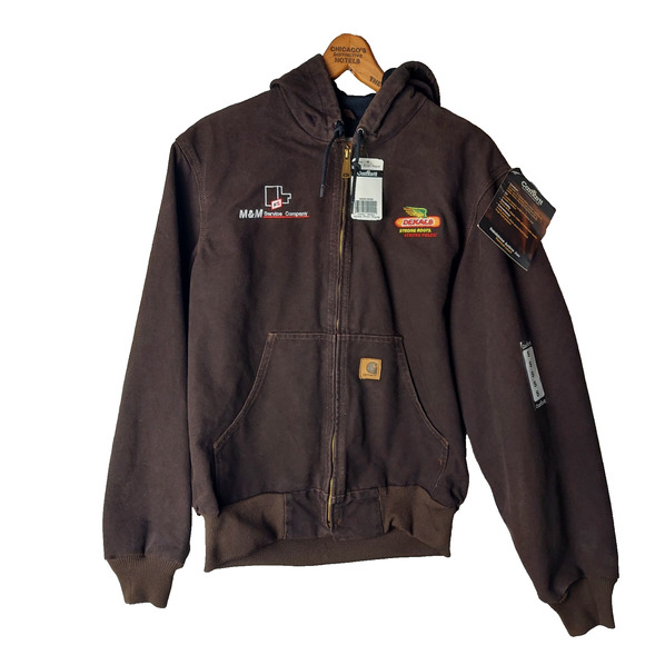 Carhartt VTG Jacket Men S Sandstone Active Brown J25 DKB Washed Duck Hood Dekalb - Picture 1 of 13